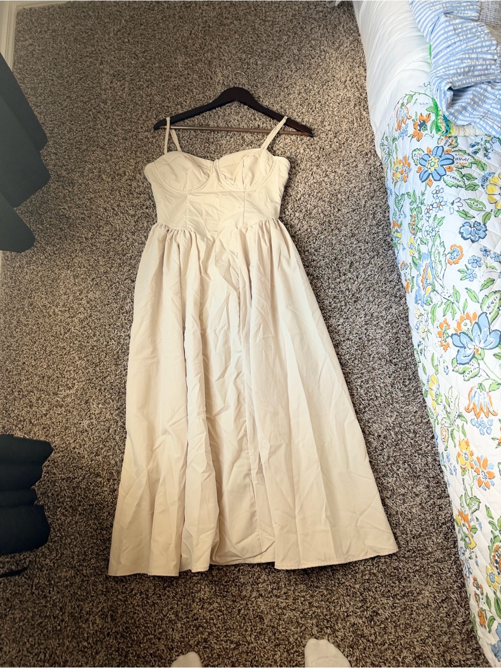 Women's Cream A-Line Spaghetti Strap Dress